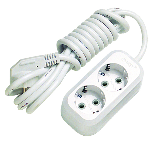 Подовжувач Makel із заземленням 2 гн. білий 5 м MGP114